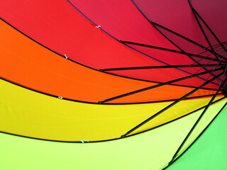 Poster - closeup perspective of under the multicolored umbrella