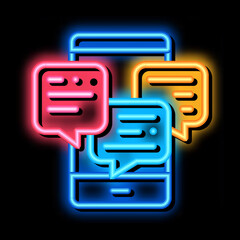 Poster - many telephone messages neon light sign vector. Glowing bright icon many telephone messages sign. transparent symbol illustration
