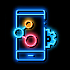 Poster - telephone settings neon light sign vector. Glowing bright icon telephone settings sign. transparent symbol illustration