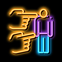 Poster - human bullying neon light sign vector. Glowing bright icon human bullying sign. transparent symbol illustration