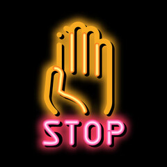Poster - stop bullying neon light sign vector. Glowing bright icon stop bullying sign. transparent symbol illustration