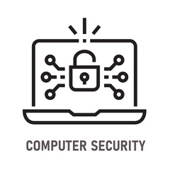 Poster - computer security line icon on white background. editable stroke.
