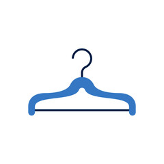 Clothing hanger wardrobe icon in solid black flat shape glyph icon, isolated on white background 