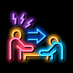 Poster - reprimand man neon light sign vector. Glowing bright icon reprimand man sign. transparent symbol illustration