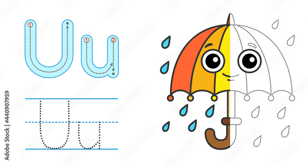 Trace the letter and picture and color it. Educational children tracing ...