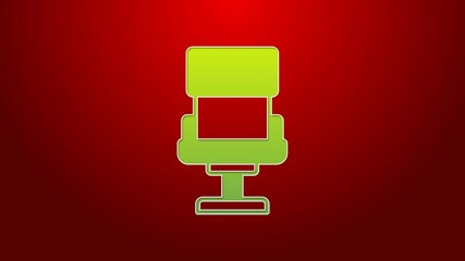 Sticker - Green line Office chair icon isolated on red background. Armchair sign. 4K Video motion graphic animation