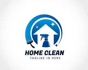 circle home cleaning symbol logo service design illustration