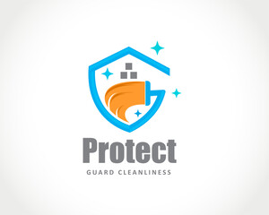 house home brush cleaning protection service logo symbol design illustration