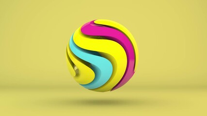 Poster - Loop 3d animation of an abstract multicolored sphere with curves and curves. A sphere of multicolored segments.