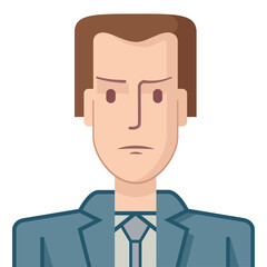 Angry young businessman avatar, flat style. Illustration of a young businessman with an angry expression. The drawing is made in flat style.