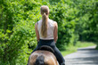 Reiterin mit Pferd in der Natur