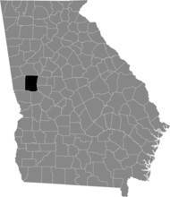 Black Highlighted Location Map Of The US Meriwether County Inside Gray Map Of The Federal State Of Georgia, USA