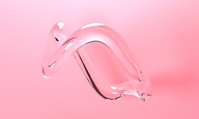 Poster - Abstract pink background with glass figure. 3d rendering