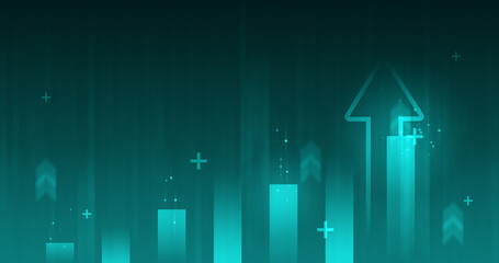 Wall Mural - business arrow increase of success graph and growth stock market earnings financial on profit income