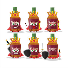 Sticker - A Charismatic King whiskey bottle cartoon character wearing a gold crown