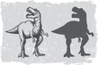 Dinosaur tyrannosaurus grafic hand drawn and silhouette illustration