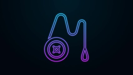 Sticker - Glowing neon line Yoyo toy icon isolated on black background. 4K Video motion graphic animation