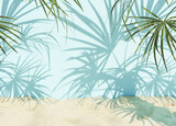 Fototapeta  - palm tree shadows on wall
