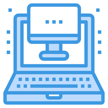 Computer blue outline icon