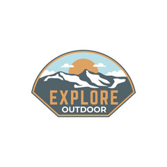 explore mountain world vintage retro emblem patch badges outdoor adventure illustration vector