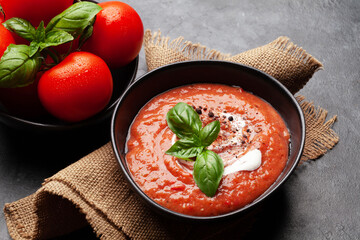 Canvas Print - Homemade cooking cold gazpacho soup