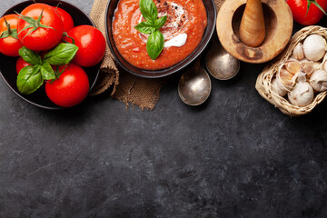 Canvas Print - Homemade cooking cold gazpacho soup