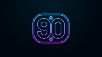 Poster - Glowing neon line 90s Retro icon isolated on black background. Nineties poster. 4K Video motion graphic animation