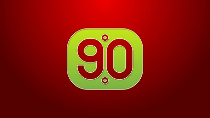 Wall Mural - Green line 90s Retro icon isolated on red background. Nineties poster. 4K Video motion graphic animation