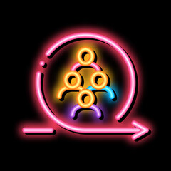 Poster - staff exchange neon light sign vector. Glowing bright icon staff exchange sign. transparent symbol illustration