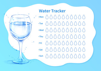 Wall Mural - Water tracker with goblet with water