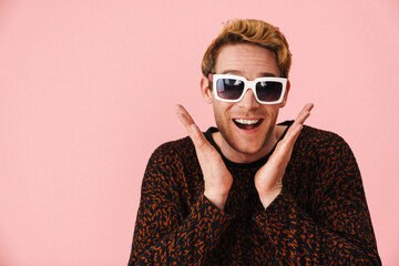 Wall Mural - Happy mid aged blonde gay man in sunglasses