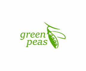 Wall Mural - Peas in a pod logo design. Fresh green peas vegetable vector design. Garden peas logotype