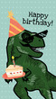 Cool dinosaur birthday greeting illustration for social media story