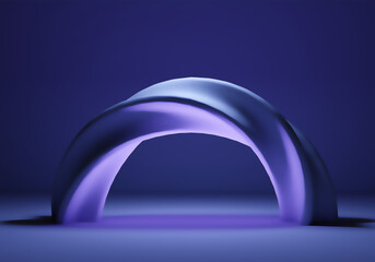 Poster - Arch design on a dark background. Three-dimensional arch design. Arch design is twisted in a spiral. Art place for product demonstration. Podium or pedestal concept. Dark 3d background.