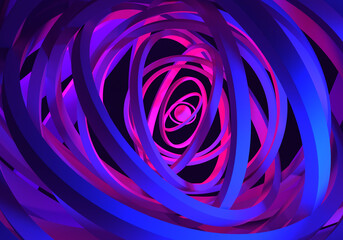 Poster - Tunnel background. Neon background made up of rings. Abstract rings lead to distance. Purple rings on blue-purple background. Tunnel pattern Abstract geometric. Abstraction for pattern. 3d rendering