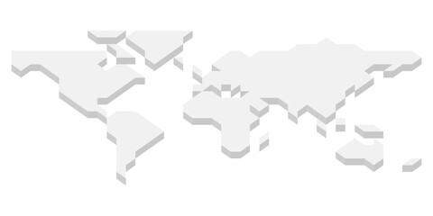 Poster - 3D grey isometric map of World. Simplified vector illustration