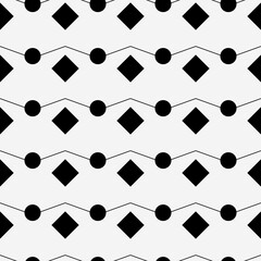 Poster - Rhombuses and circles seamless pattern. Vector simple shapes ornament.