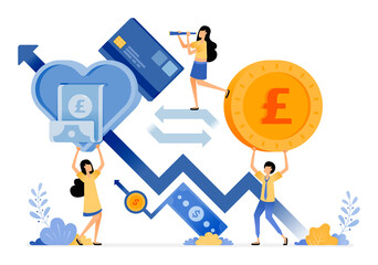 Vector Design of increase in financial investment and spending for healthy economic growth. money equals love life. illustration Can be for websites, posters, banners, mobile apps, web, social media