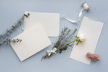 Sticker - Romantic lavender mock up. Wedding invitation card.