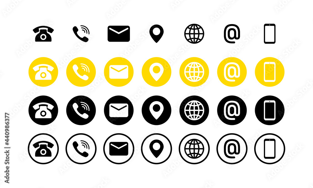 Contact us icon set. Communication symbol for your web site design ...