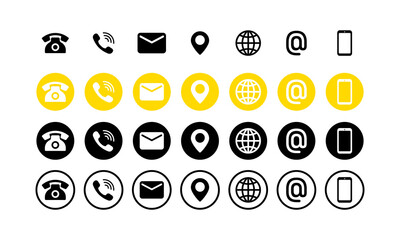 Contact us icon set. Communication symbol for your web site design, logo, app. Mail, phone, globe, address, com, email. Neumorphic UI UX white user interface web button. Neumorphism. Vector EPS 10