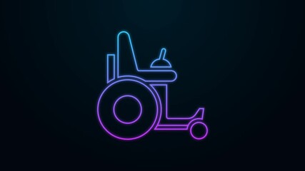 Sticker - Glowing neon line Electric wheelchair for disabled people icon isolated on black background. Mobility scooter icon. 4K Video motion graphic animation