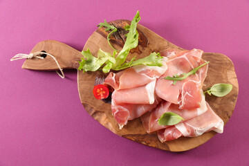 Wall Mural - prosicutto ham on wooden board