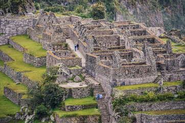 Wall Mural - Ruins and ancient architecture of Machu Picchu lost city from inca civilization in the sacred valley of Cusco Province. Peru, South America