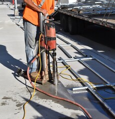 Wet Drill Drilling Holes in Cement