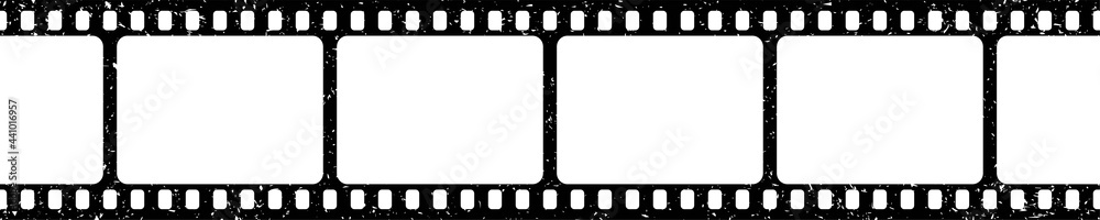 Grunge film strips collection. Old retro cinema movie strip. Video recording. Vector illustration. - obrazy, fototapety, plakaty 