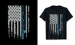 Fishing American Flag T-Shirt Design Template