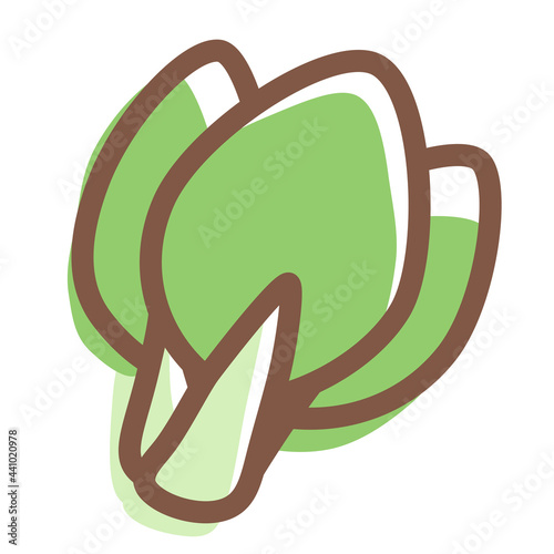 Obraz W Ramie かわいいチンゲン菜のイラスト 手書き風 Chinska Kapusta Warzywo Ikona Fototapety Foteks