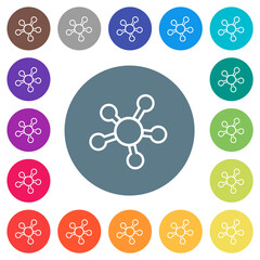 Poster - Network connections outline flat white icons on round color backgrounds