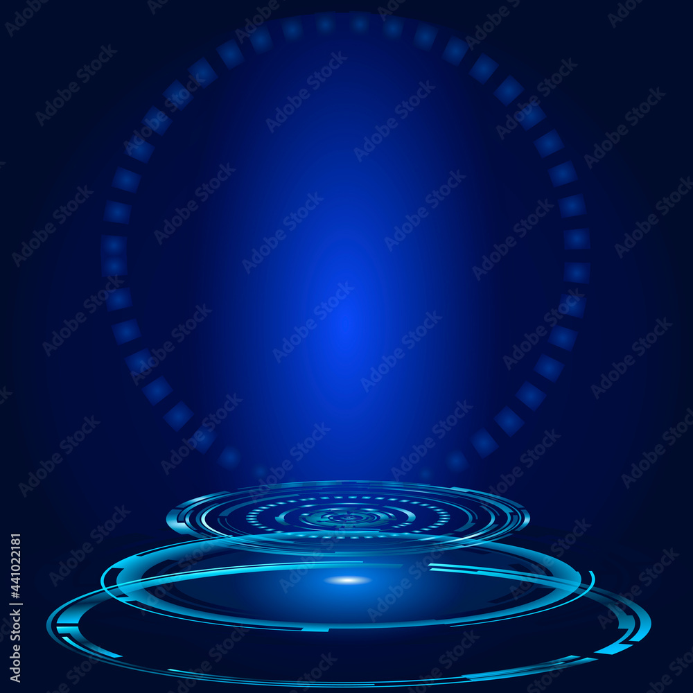 Blue abstract futuristic HUD object. Sci Fi user interface digital eye ...